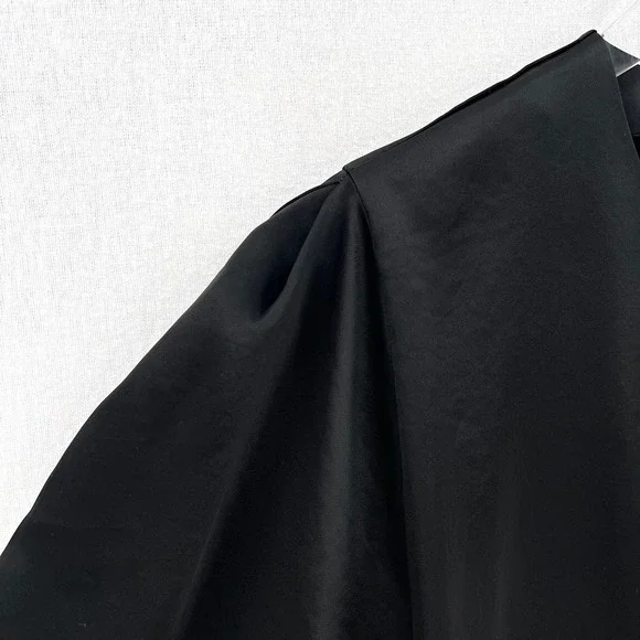 FILIPPA K Short Sleeve Satin Top Womens Small Black Round Neck Minimalist - Picture 9 of 15